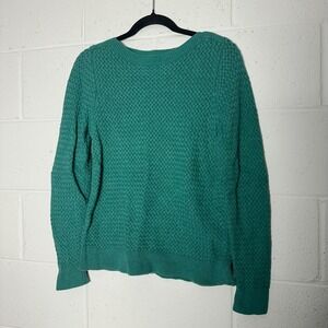 LL Bean Textured Knit Sweater Pullover  Teal Green Women's M 100% cottton